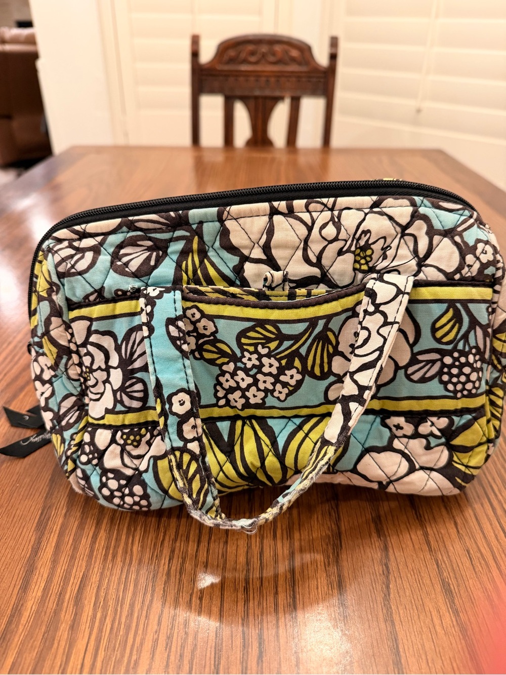 Vera Bradley Quilted Floral toiletry Bag - Blue, yellow, black